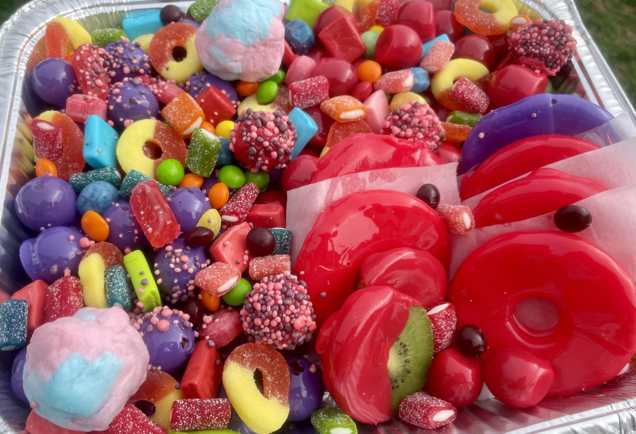 Large candied fruit and candy platter for a party in Forest City, NC